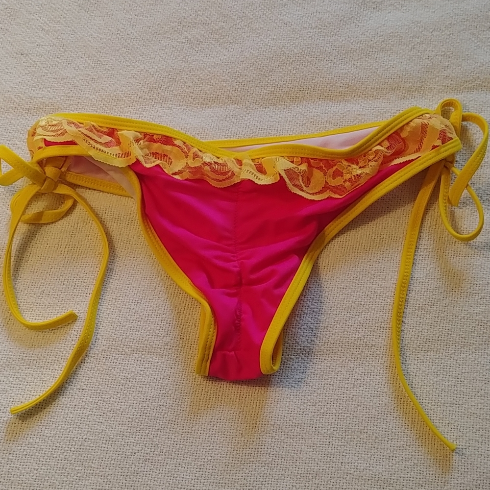 NWOT Pink & Yellow String Bikini - Picture 5 of 6